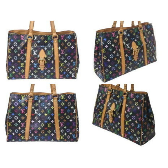 Louis Vuitton Aurelia GM Tote Bag Monogram Multi Noir Black Leather - Picture 2 of 8